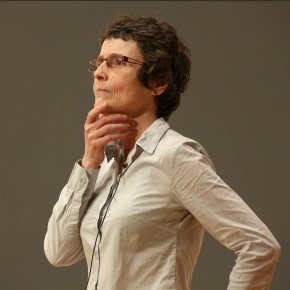 Claire Voisin, mathematician and 2016 CNRS gold medal winner, during her inaugural lecture at the Collège de France on June 2nd 2016.